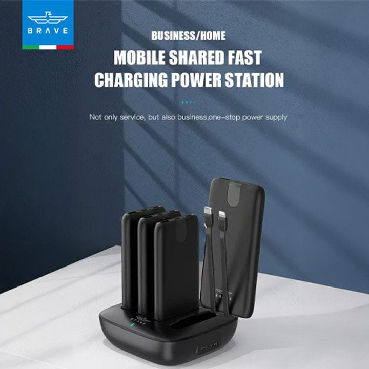 Brave Station Pro 4-in-1 Family Power Bank Station 10000mAh ×4 – Black | BP-27