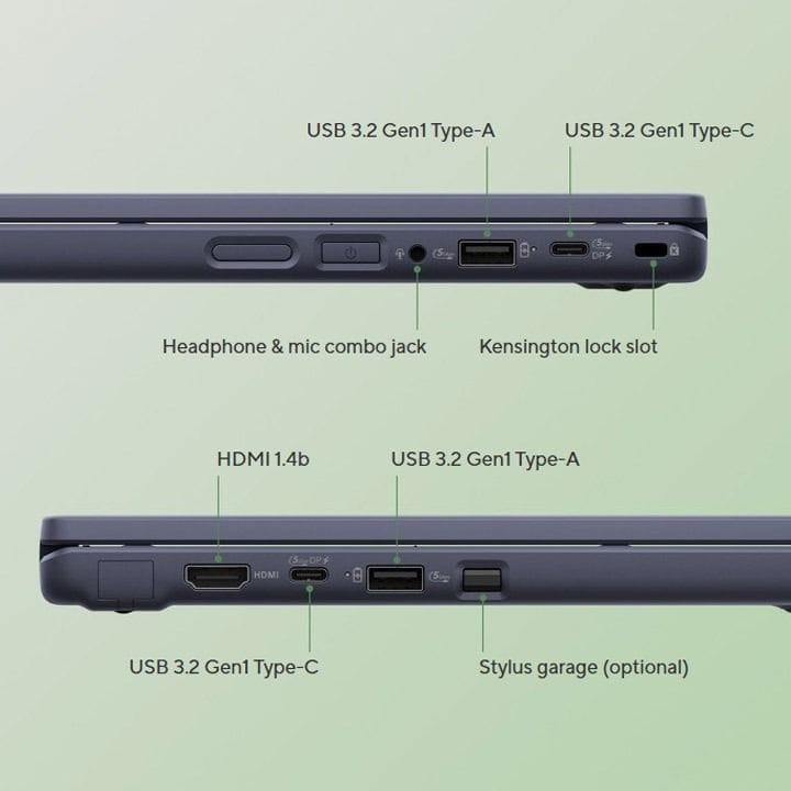 Asus Chromebook Flip Rugged 12.2" WUXGA Touch Laptop – 8GB RAM, 64GB eMMC, Intel N-Series CPU, 360° Convertible, Wi-Fi 6, ChromeOS Grey | CR1204FTA-R90163