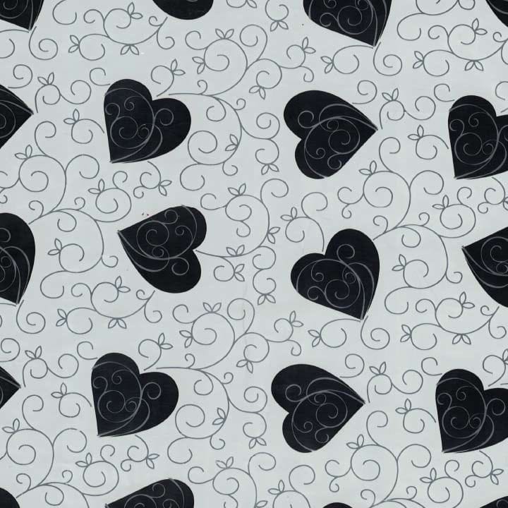 Gift Wrap Paper Black Heart With Pattern