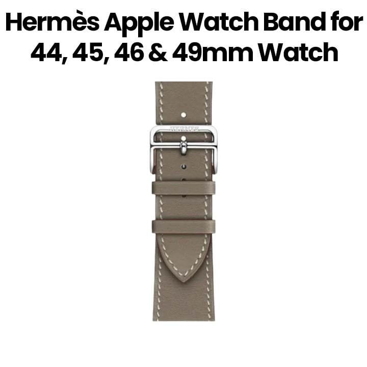 Hermès Apple Watch Band 46mm for 44, 45, 46 & 49mm Watch Cases | Étoupe | Swift Calfskin