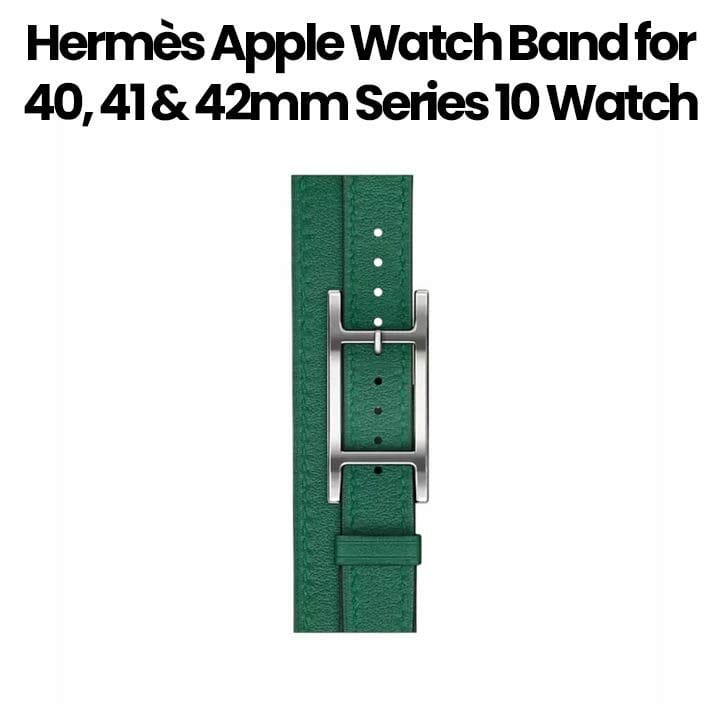 Hermès Apple Watch Band 42mm for 40, 41 & 42mm Watch Cases (Series 10) | Vert Moyen | Double Tour