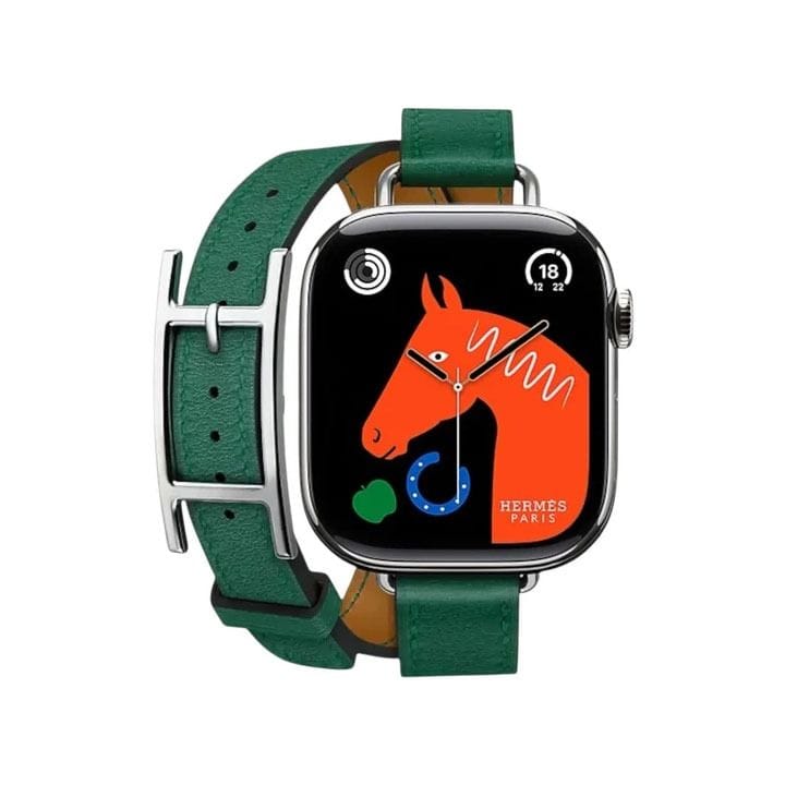 Hermès Apple Watch Band 42mm for 40, 41 & 42mm Watch Cases (Series 10) | Vert Moyen | Double Tour