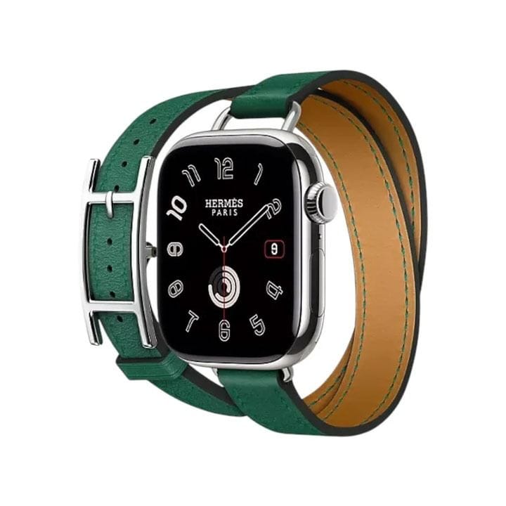 Hermès Apple Watch Band 42mm for 40, 41 & 42mm Watch Cases (Series 10) | Vert Moyen | Double Tour
