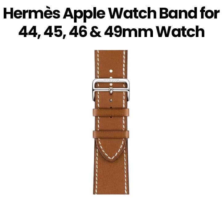Hermès Apple Watch Band 46mm for 44, 45, 46 & 49mm Watch Cases | Fauve | Barénia Leather | Deployment Buckle