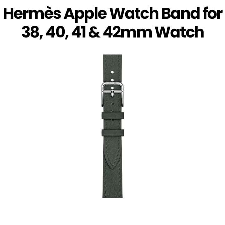 Hermès Apple Watch Band 42mm for 38, 40, 41 & 42mm Watch Cases | Vert Mangrove | Attelage | Single Tour
