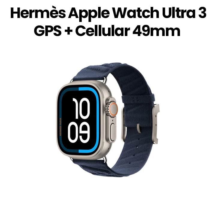 Hermès Apple Watch Ultra 3 GPS + Cellular 49mm Natural Titanium Case | Bleu Nuit En Mer