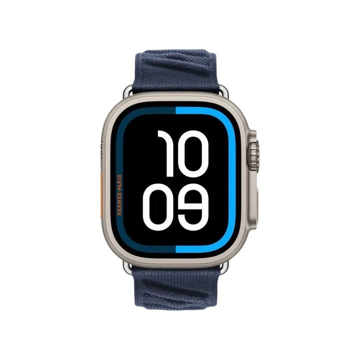 Hermès Apple Watch Ultra 3 GPS + Cellular 49mm Natural Titanium Case | Bleu Nuit En Mer