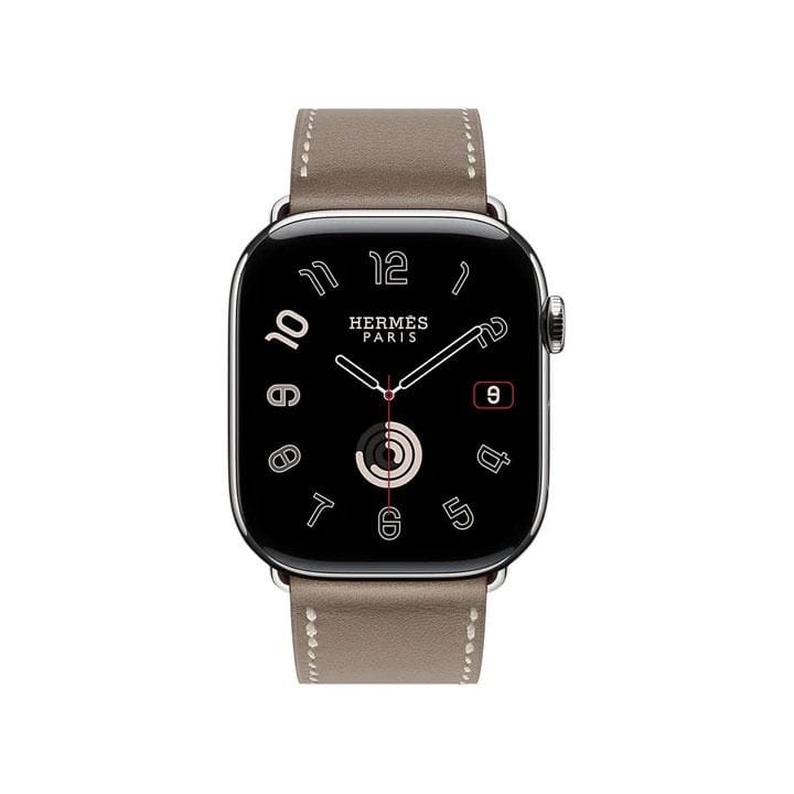 Hermès Apple Watch Series 11 46mm Silver Titanium Case | Étoupe | Single Tour
