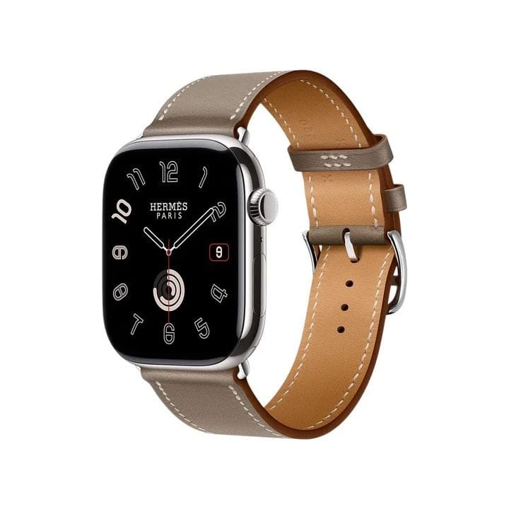 Hermès Apple Watch Series 11 46mm Silver Titanium Case | Étoupe | Single Tour