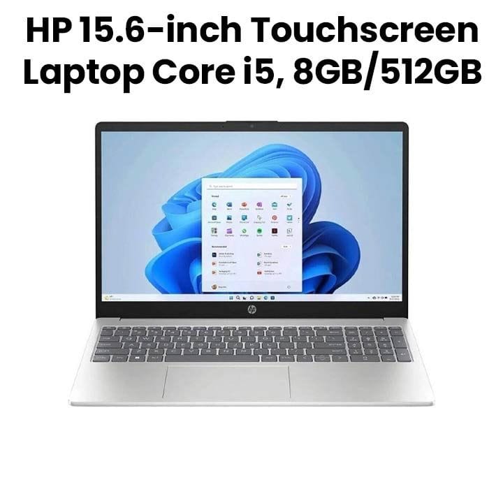 HP 15.6-inch Touchscreen Laptop FHD Core i5-1334U, 8GB RAM 512GB SSD, Natural Silver | 15-FD0154WM