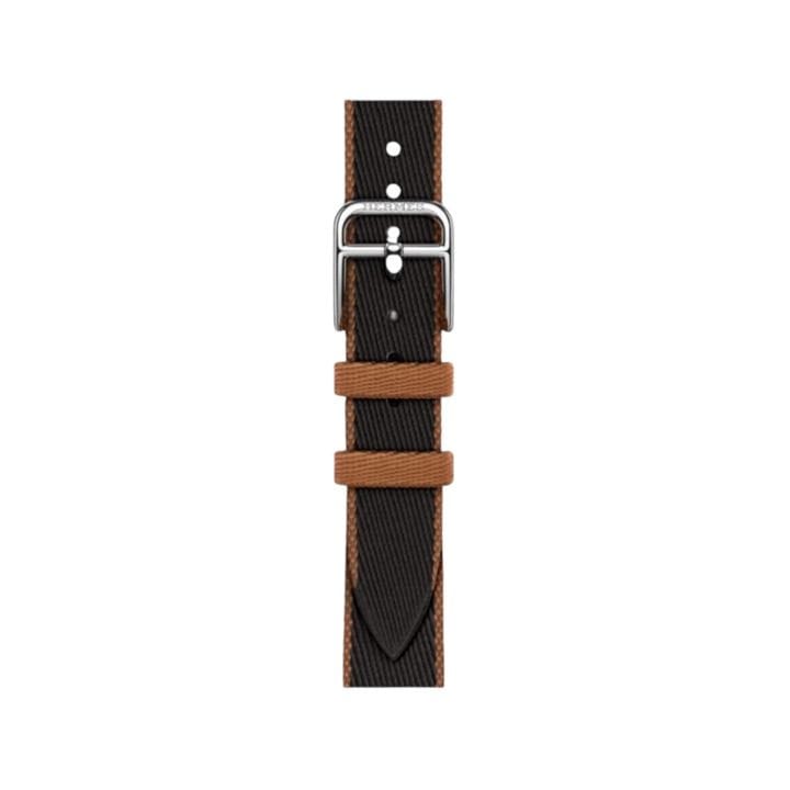 Hermès Apple Watch Band 42mm for 38/40/41mm Cases – Noir/Gold | Twill Jump Attelage Single Tour