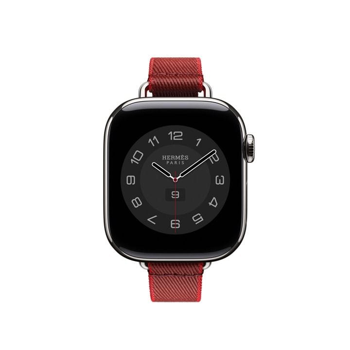 هيرميس سوار ساعة أبل 42mm لأغطية 38/40/41mm – أحمر غرينات/فيرميليون | تويِل جمب أتيلاج جولة واحدة