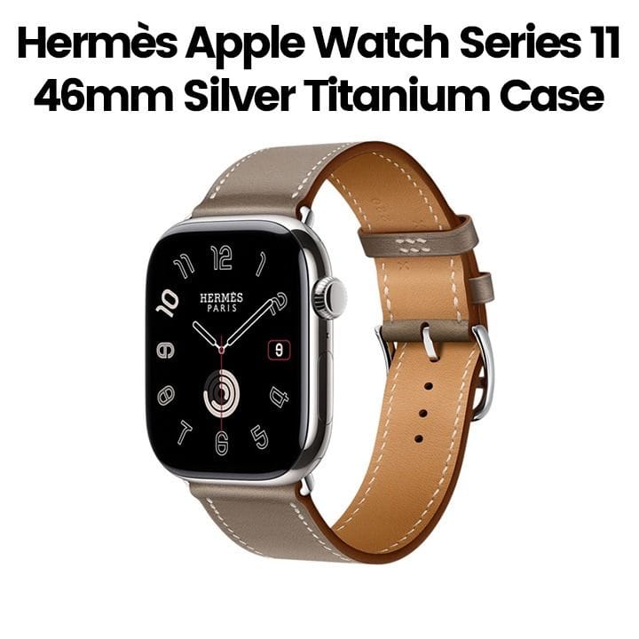 Hermès Apple Watch Series 11 46mm Silver Titanium Case | Etoupe Single Tour