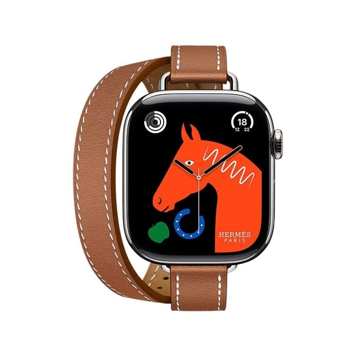 Hermès Apple Watch Series 11 42mm Silver Titanium Case – Gold | Attelage Double Tour