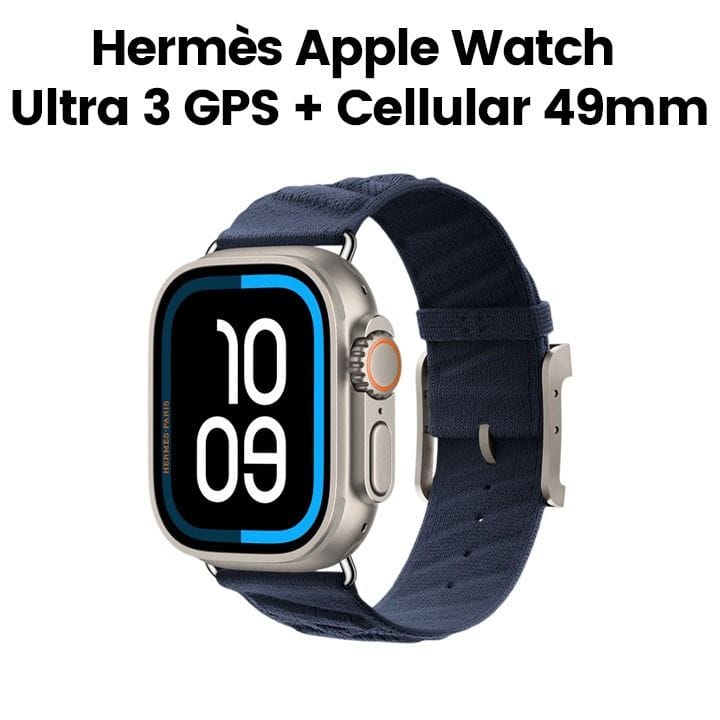 Hermès Apple Watch Ultra 3 GPS + Cellular 49mm Natural Titanium Case – Bleu Nuit En Mer