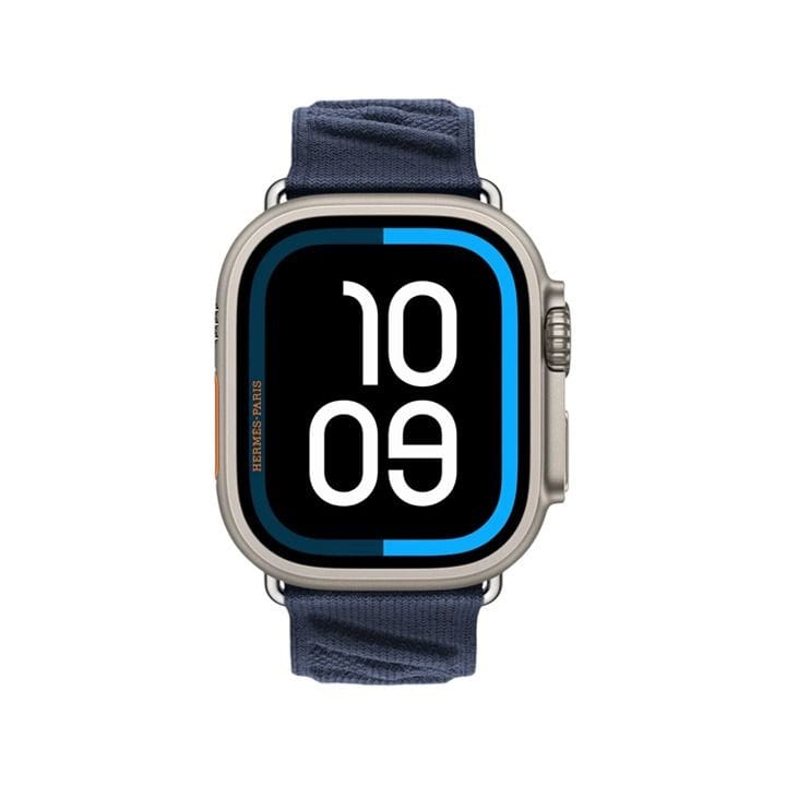Hermès Apple Watch Ultra 3 GPS + Cellular 49mm Natural Titanium Case – Bleu Nuit En Mer