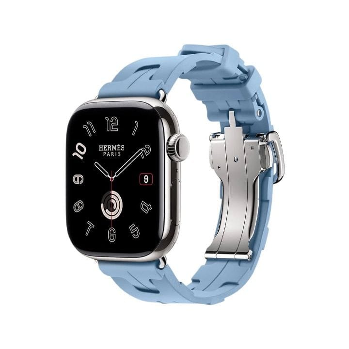 Hermès Apple Watch Series 11 42mm Silver Titanium Case – Bleu Pastel | Kilim Single Tour