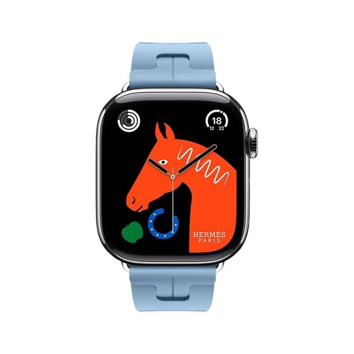 Hermès Apple Watch Series 11 42mm Silver Titanium Case – Bleu Pastel | Kilim Single Tour