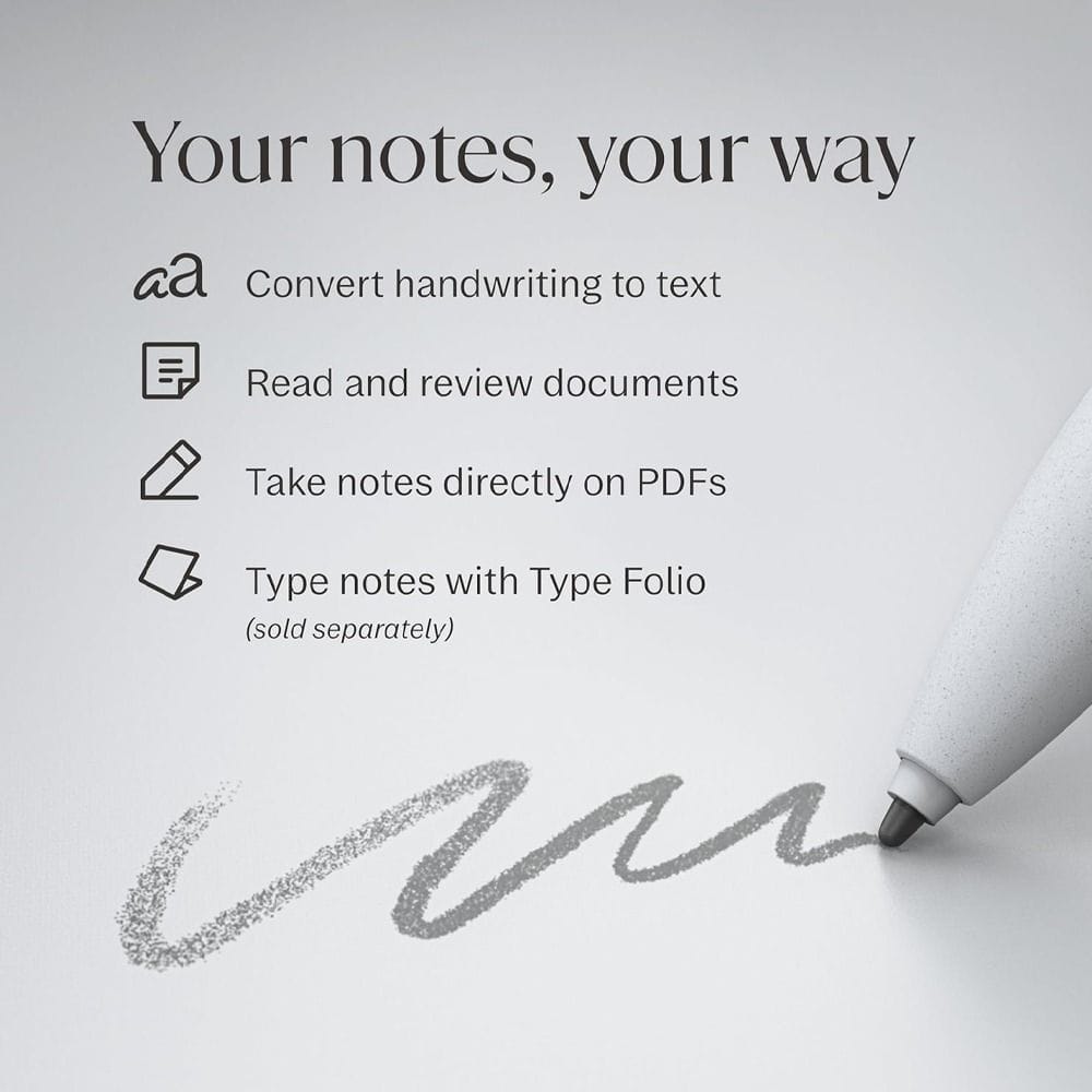 حزمة reMarkable 2 الأساسية، جهاز لوحي ورقي بشاشة CANVAS مقاس 10.3 بوصة، قلم Marker Plus، تحويل الكتابة اليدوية إلى نص وغطاء Book Folio | رمادي - RM114