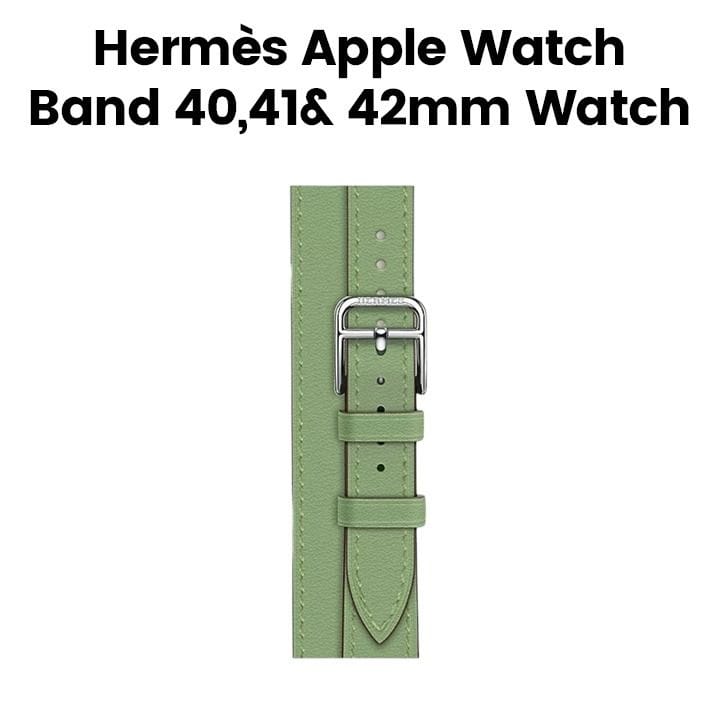 Hermès Apple Watch Band 42mm for 40/41mm Cases – Vert Criquet Attelage Double Tour