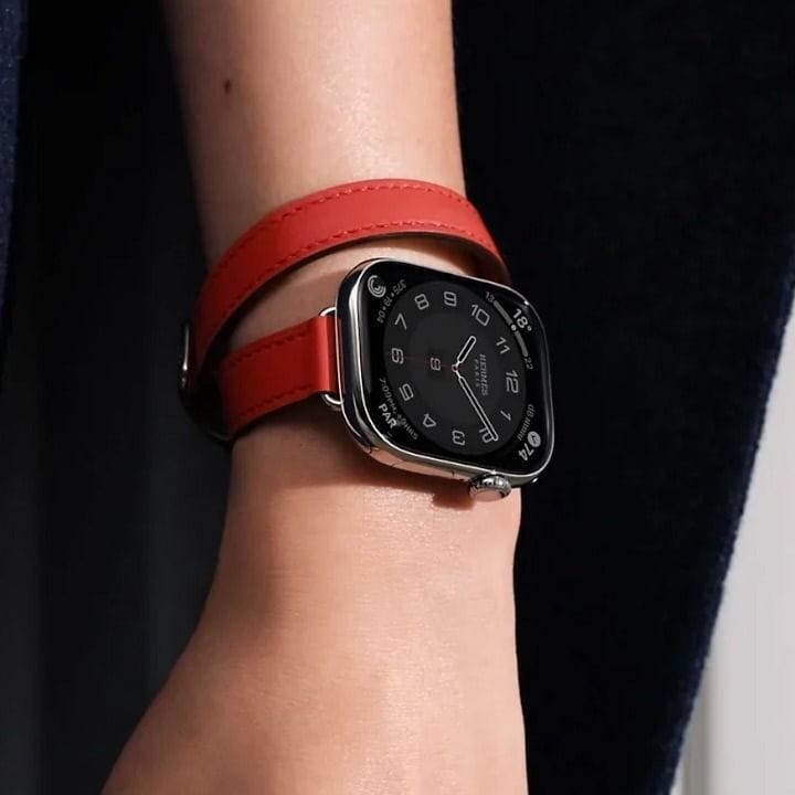 هيرميس سوار ساعة آبل مقاس ٤٢ مم لأغطية ٤٠ / ٤١ مم أحمر مشرق أطلاج جولة مزدوجة