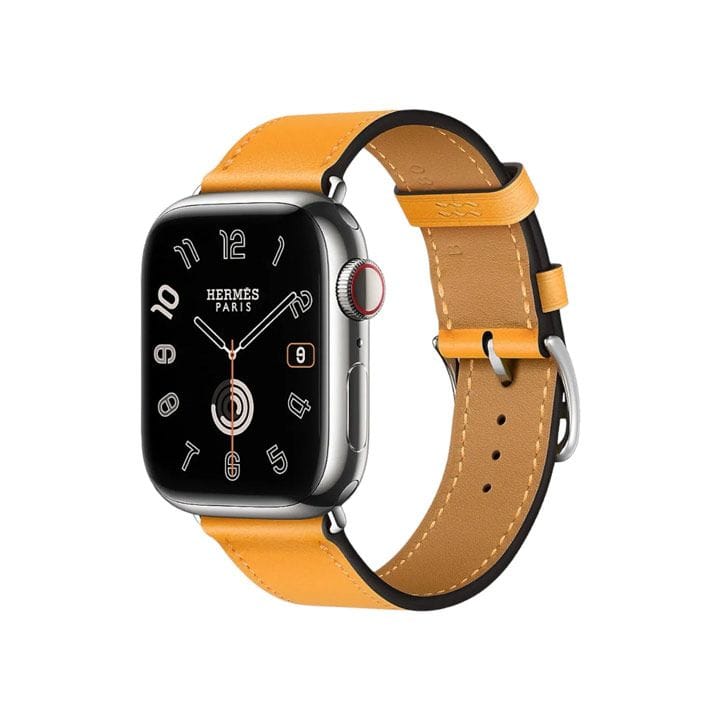 هيرميس سوار ساعة آبل مقاس ٤٢ مم لأغطية ٣٨ / ٤٠ / ٤١ مم أصفر ذهبي جلد عجل سويفت