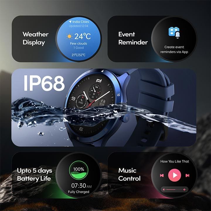 Titan Fastrack Jupiter Flex Smart Watch 1.38″ UltraVU Bluetooth Calling Health Suite IP68 – Blue | 38165PP02
