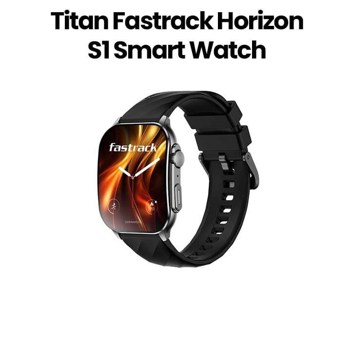 Titan Fastrack Horizon S1 Smart Watch 1.96″ AMOLED Bluetooth Calling Health Suite – Black (Silicone Strap) | 38166QP01