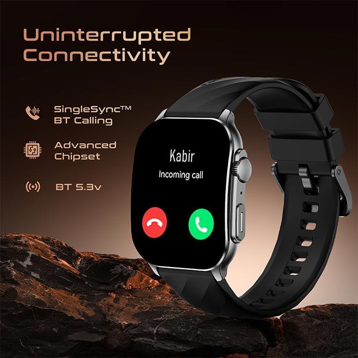 Titan Fastrack Horizon S1 Smart Watch 1.96″ AMOLED Bluetooth Calling Health Suite – Black (Silicone Strap) | 38166QP01