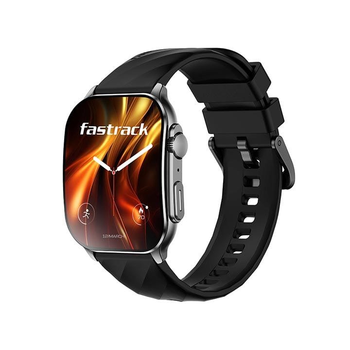 Titan Fastrack Horizon S1 Smart Watch 1.96″ AMOLED Bluetooth Calling Health Suite – Black (Silicone Strap) | 38166QP01