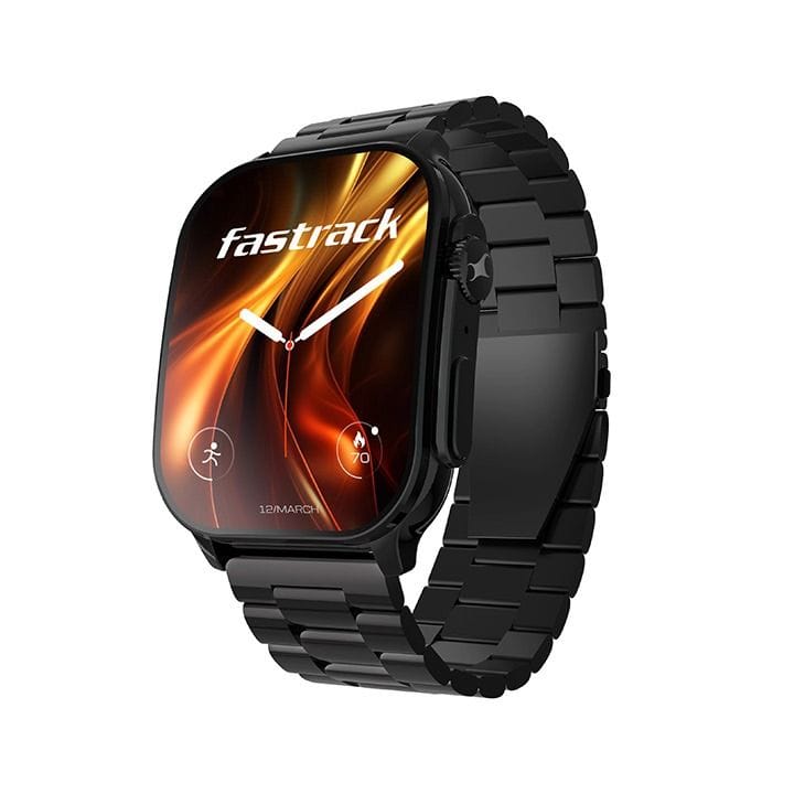 تيتان فاستراك ساعة ذكية هورايزن S1 ‎1.96‎ بوصة أموليد مكالمات بلوتوث نظام الصحة لون أسود (حزام معدني) | 38166NM01