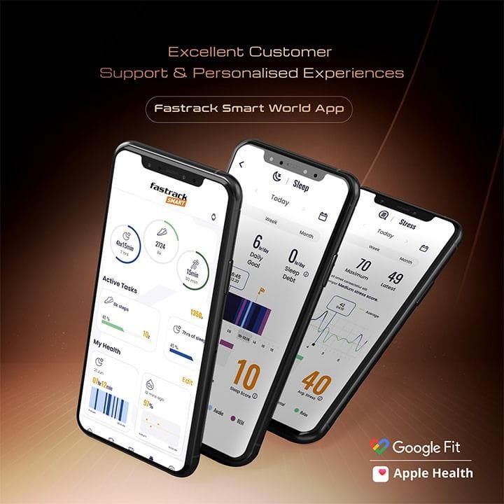 تيتان فاستراك ساعة ذكية هورايزن S1 ‎1.96‎ بوصة أموليد مكالمات بلوتوث نظام الصحة لون أسود (حزام معدني) | 38166NM01