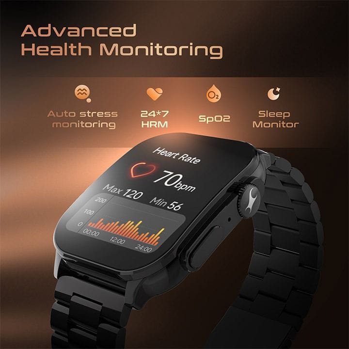 تيتان فاستراك ساعة ذكية هورايزن S1 ‎1.96‎ بوصة أموليد مكالمات بلوتوث نظام الصحة لون أسود (حزام معدني) | 38166NM01