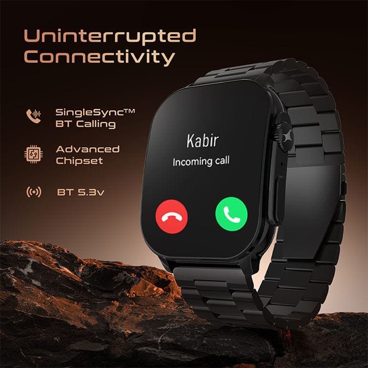 تيتان فاستراك ساعة ذكية هورايزن S1 ‎1.96‎ بوصة أموليد مكالمات بلوتوث نظام الصحة لون أسود (حزام معدني) | 38166NM01