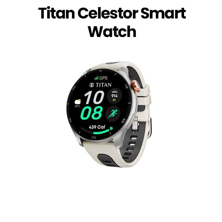 Titan Celestor Smart Watch 1.43″ AMOLED Opto-Mechanical Crown Built-In GPS – Beige | 90206AP03