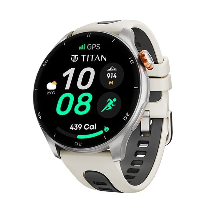 Titan Celestor Smart Watch 1.43″ AMOLED Opto-Mechanical Crown Built-In GPS – Beige | 90206AP03
