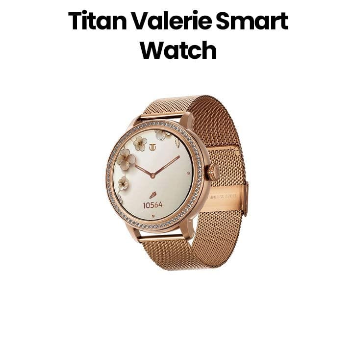 Titan Valerie Smart Watch 1.2″ AMOLED Women’s Health Suite Skin Temperature Sensor – Rose Gold | 95292WM02
