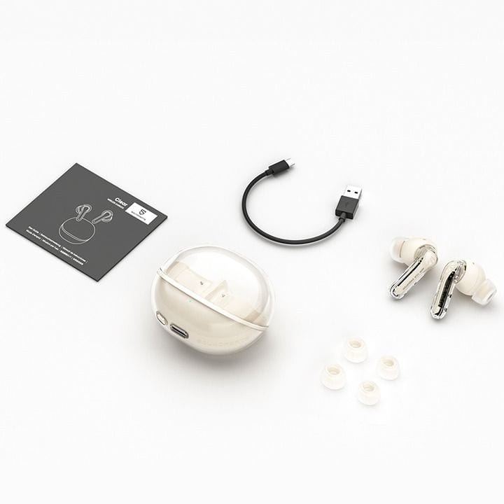 SoundPEATS True Wireless Earbuds BT 5.3, 40H Playtime, ENC, App Control |Clear Beige