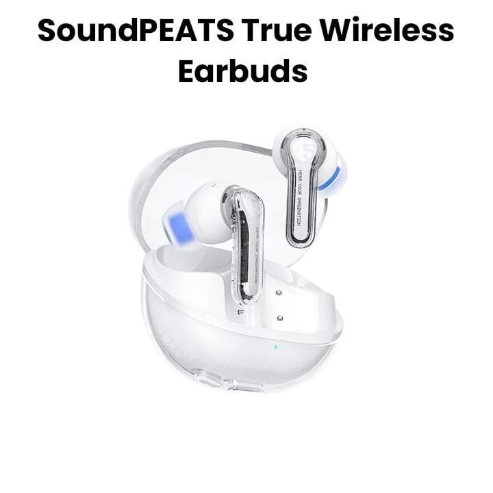 SoundPEATS True Wireless Earbuds BT 5.3, 40H Playtime, ENC, App Control |Clear White