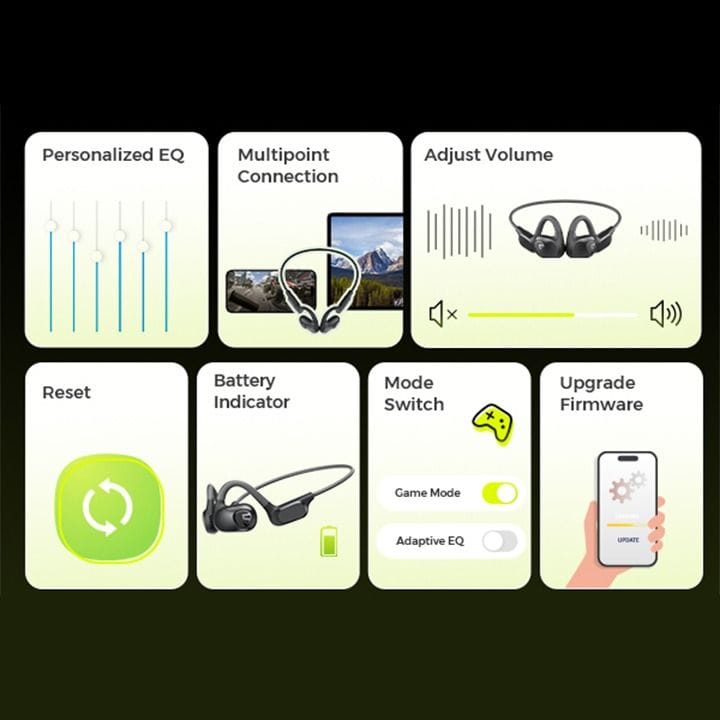 SoundPEATS RunFree Lite 2 Open-Ear Air Conduction Headphones BT 5.3, 15H Playtime – Black | RunFree Lite 2 Black