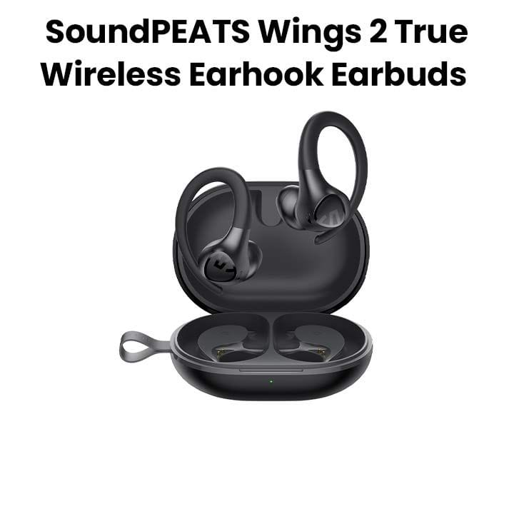 SoundPEATS Wings 2 True Wireless Earhook Earbuds BT 5.1, 30H Playtime, App Control – Black | Wings 2 Black