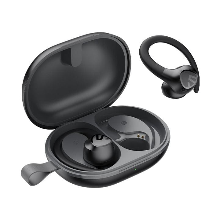 سماعات أذن لاسلكية حقيقية مع خطاف للأذن SoundPEATS Wings 2، بلوتوث 5.1، 30 ساعة تشغيل، تحكم عبر التطبيق – أسود