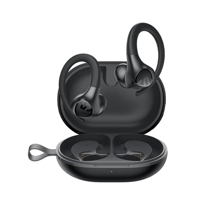 سماعات أذن لاسلكية حقيقية مع خطاف للأذن SoundPEATS Wings 2، بلوتوث 5.1، 30 ساعة تشغيل، تحكم عبر التطبيق – أسود