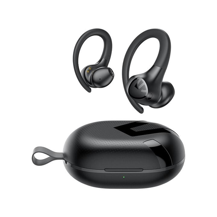 سماعات أذن لاسلكية حقيقية مع خطاف للأذن SoundPEATS Wings 2، بلوتوث 5.1، 30 ساعة تشغيل، تحكم عبر التطبيق – أسود
