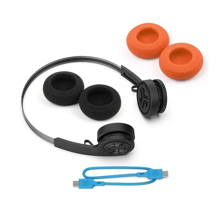 JLab Wireless Retro Lightweight On-Ear Headphones BT 5.0, 20+H Playtime, Multipoint – Black | HBREWIND2RBLK4