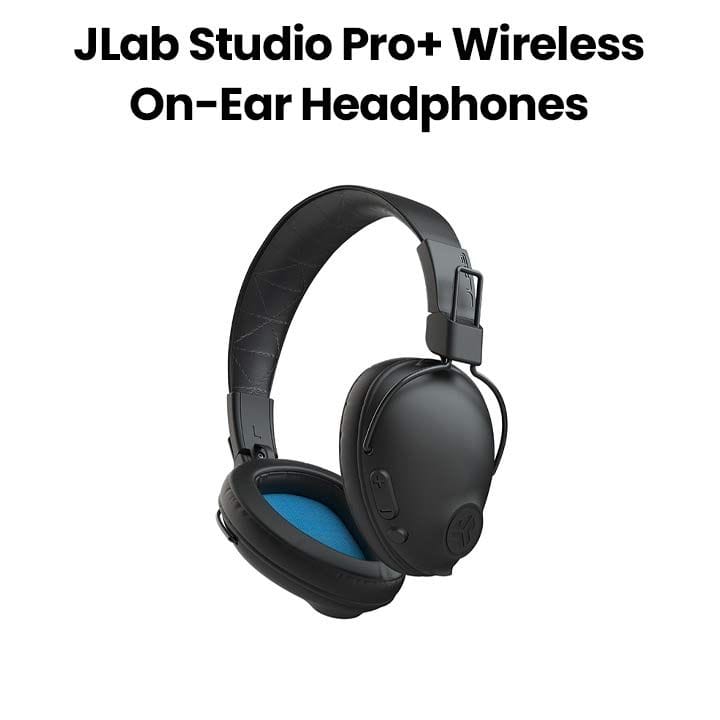 JLab Studio Pro+ Wireless On-Ear Headphones BT 5.4, 65+H Playtime, Multipoint – Black | STUDIO PRO+ WIRELESS ON YEAR BLK