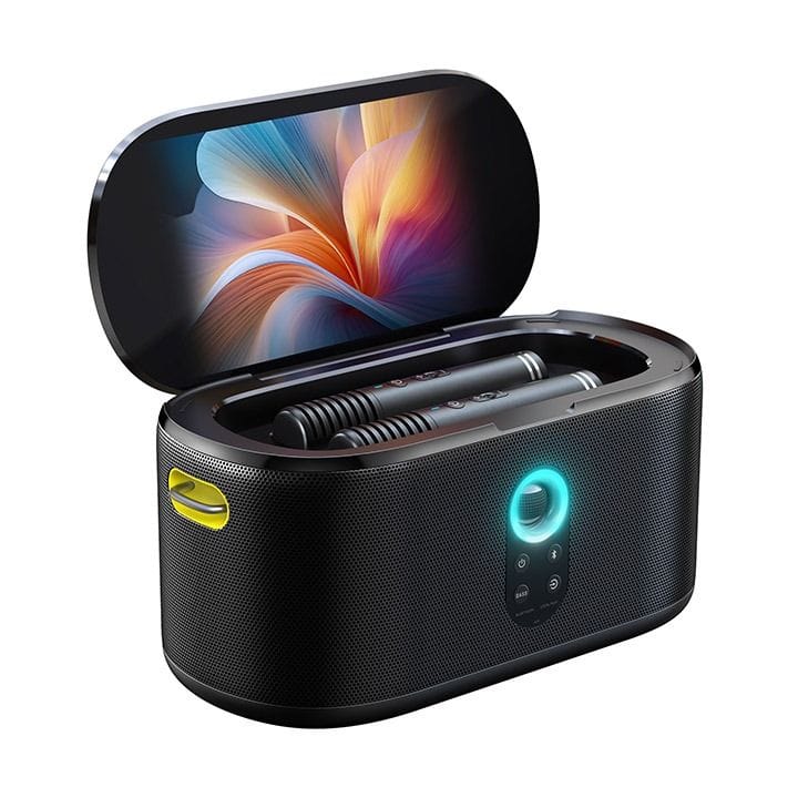 Ikarao Smart Party Speaker 280W with 10.1″ HD Screen, Wireless Mic, Wi-Fi, HDMI, RGB – Black | Shell S1