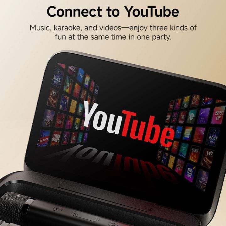 Ikarao Smart Party Speaker 80W with 7″ HD Screen, Wireless Mic, Wi-Fi, HDMI, RGB – Black | Shell S3