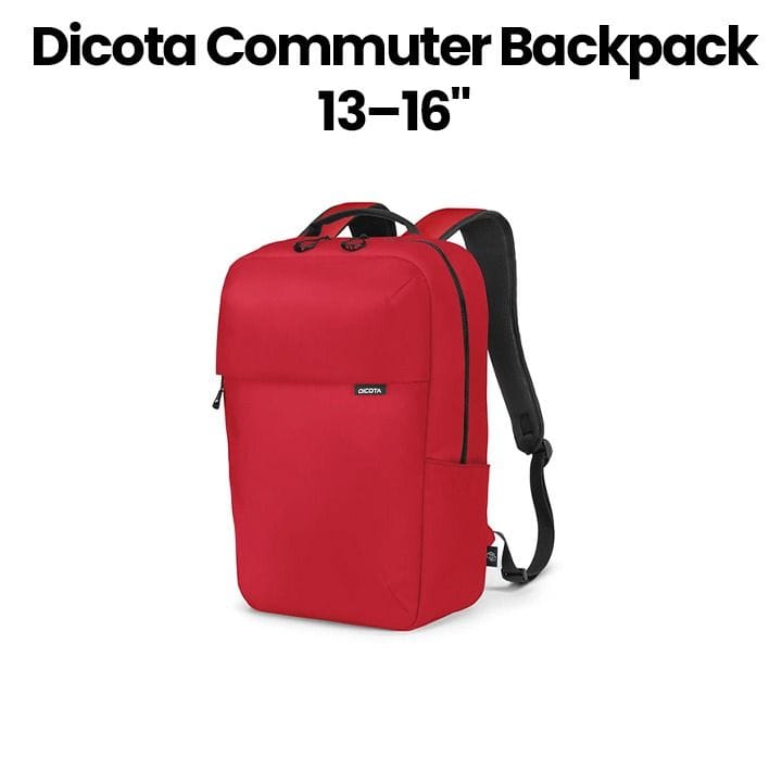 Dicota Commuter Backpack 13–16″, 16L – Red | D32121-RPET