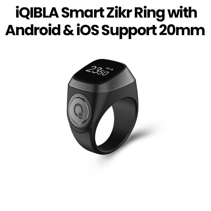 iQIBLA Smart Zikr Ring with Android & iOS Support 20mm – Black/Grey | E01 ZIKR RING 20MM BLKGRY